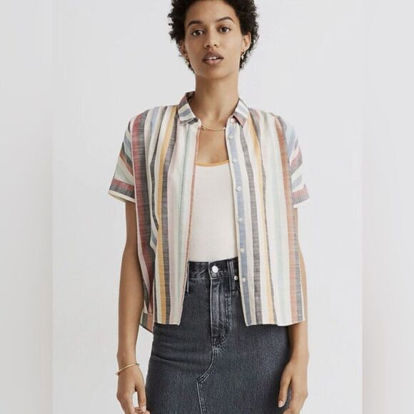 Madewell Cropped Buttondown Shirt - Picture 1 of 7